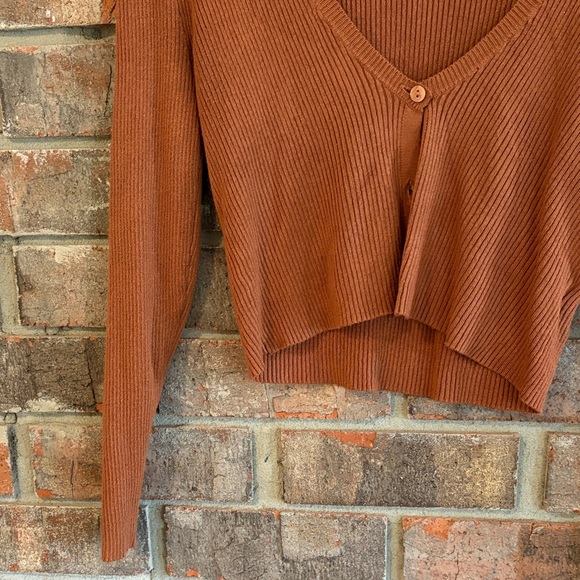 TS Women's Rust Ribbed Cardigan - Picture 3 of 3